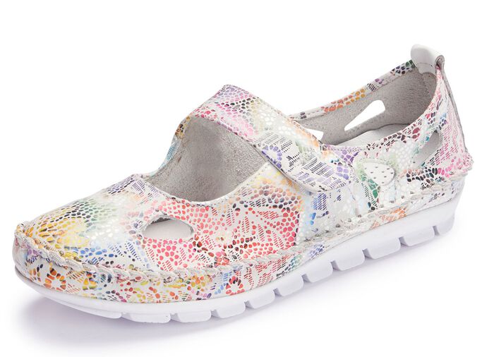 Gemini mocassinpantoffels met leren clip WIT-MULTICOLOR