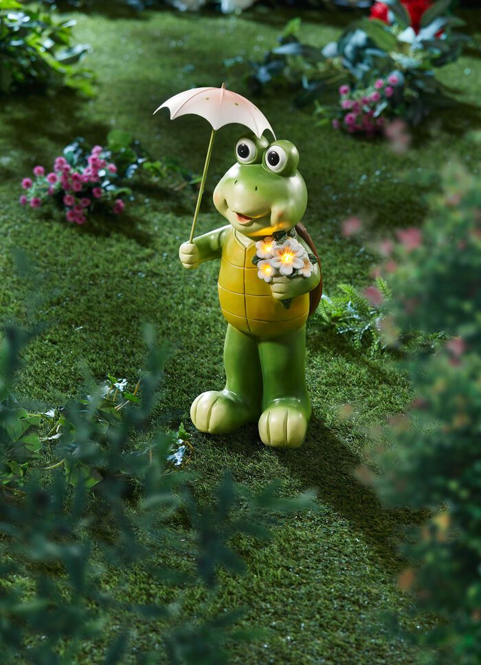 Schildpad met zonnebloem en paraplu 