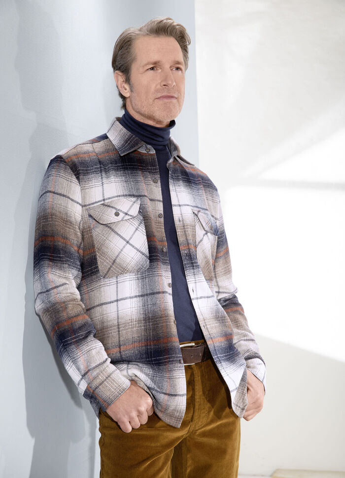 Overshirt "Milano Itali&euml;". ECRU, MARINEBLAUW, TERRACOTTA GERUIT