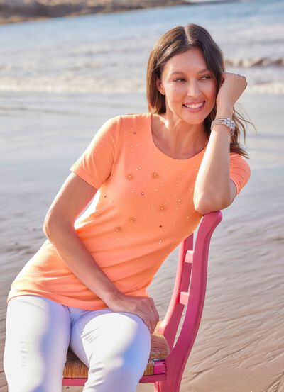 Shirt met versiering van plaatjes 