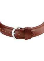 Radiogestuurd herenhorloge met leren band en spreektijdaanduiding 