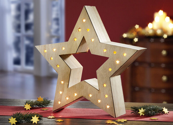 Houten ster met verlichting 