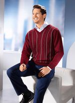 Trui met V-hals en gestructureerd ontwerp in 3 kleuren 