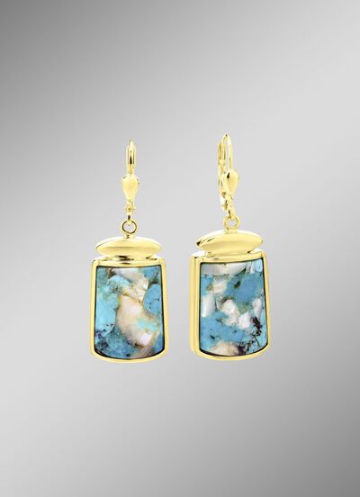 Oorbellen met geconserveerde turkoois en geconserveerde parelmoer 