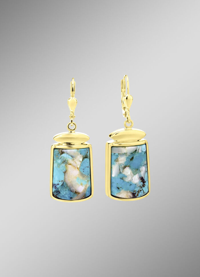 Oorbellen met geconserveerde turkoois en geconserveerde parelmoer 