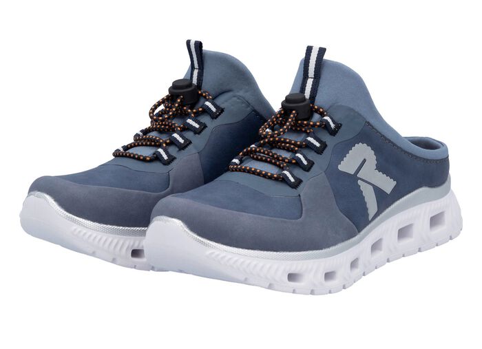 Rieker pantoffels met elastisch snelvetersysteem met stopper JEANS