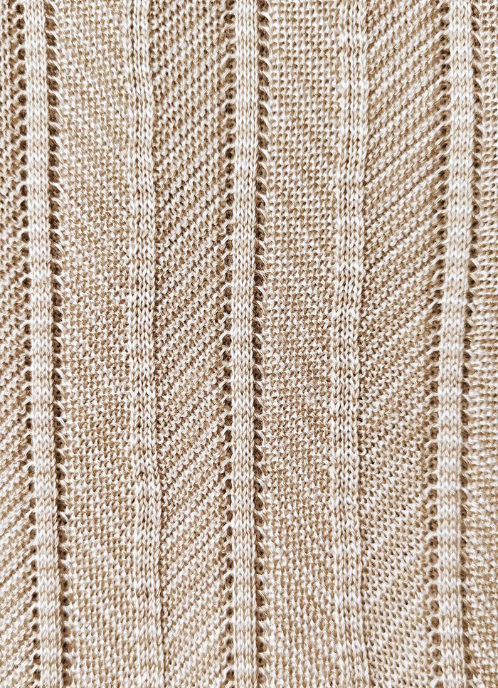 Pullover met een uitgebreide, tweekleurige structuur BEIGE-WIT