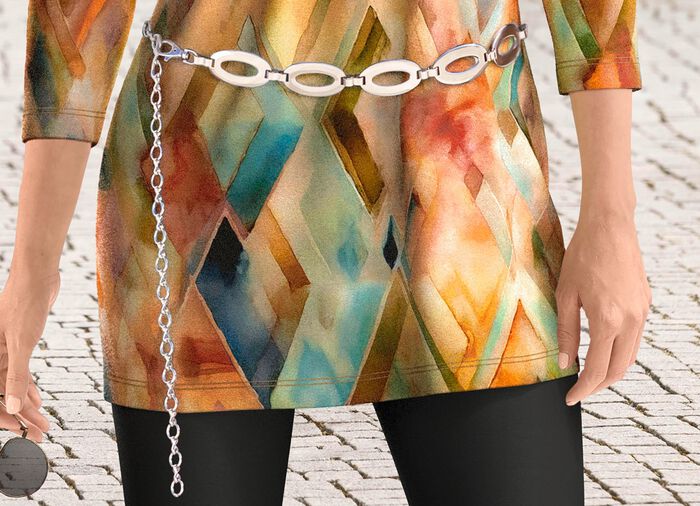 Modieuze dameskettingriem met drukknoop 