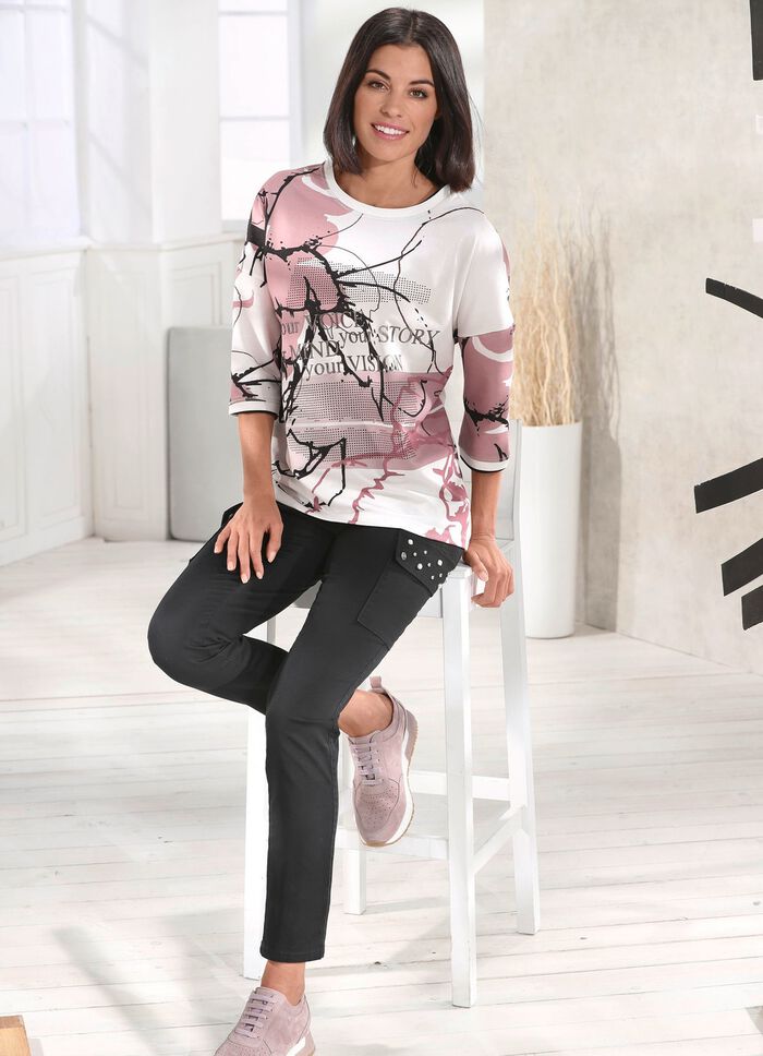 Sweatshirt met reli&euml;fopschrift 