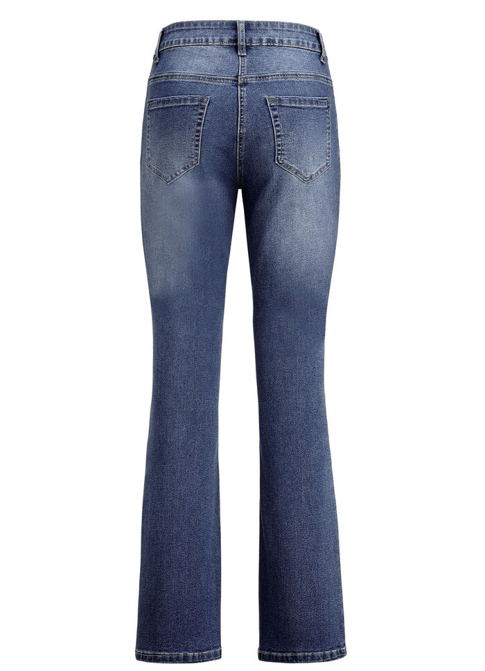 Jeans met licht uitlopende pijpen DONKERBLAUW
