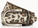 Leren riem met luipaardprint BEIGE-BRUIN