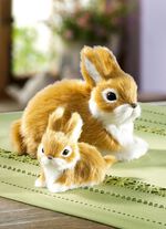 Konijntjes, set van 2, met zacht imitatiebont 