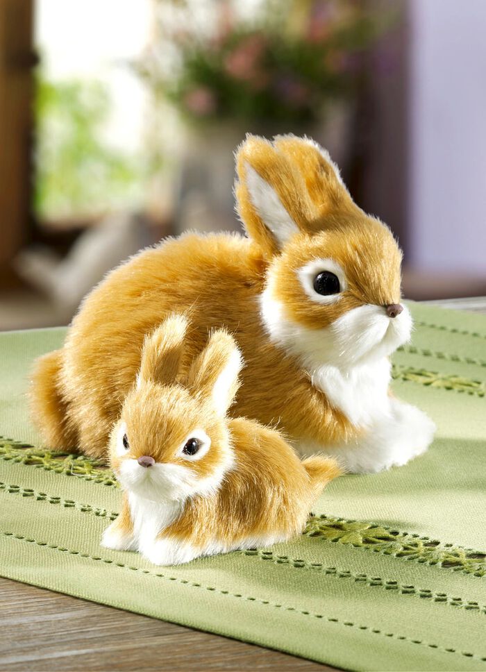 Konijntjes, set van 2, met zacht imitatiebont 