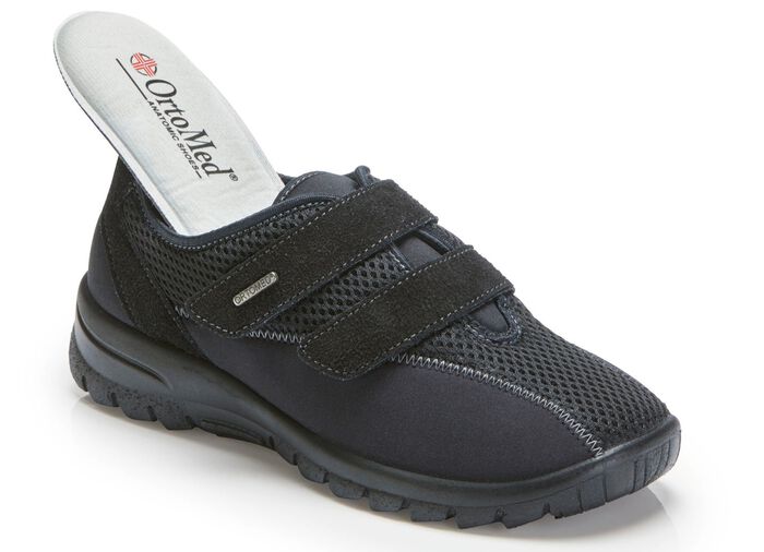 Comfortabele dames klittenbandschoenen, breedte H, met uitneembaar voetbed ZWART