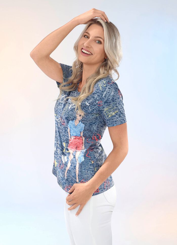 Slim shirt in 2 kleuren BLAUW-KLEURIG