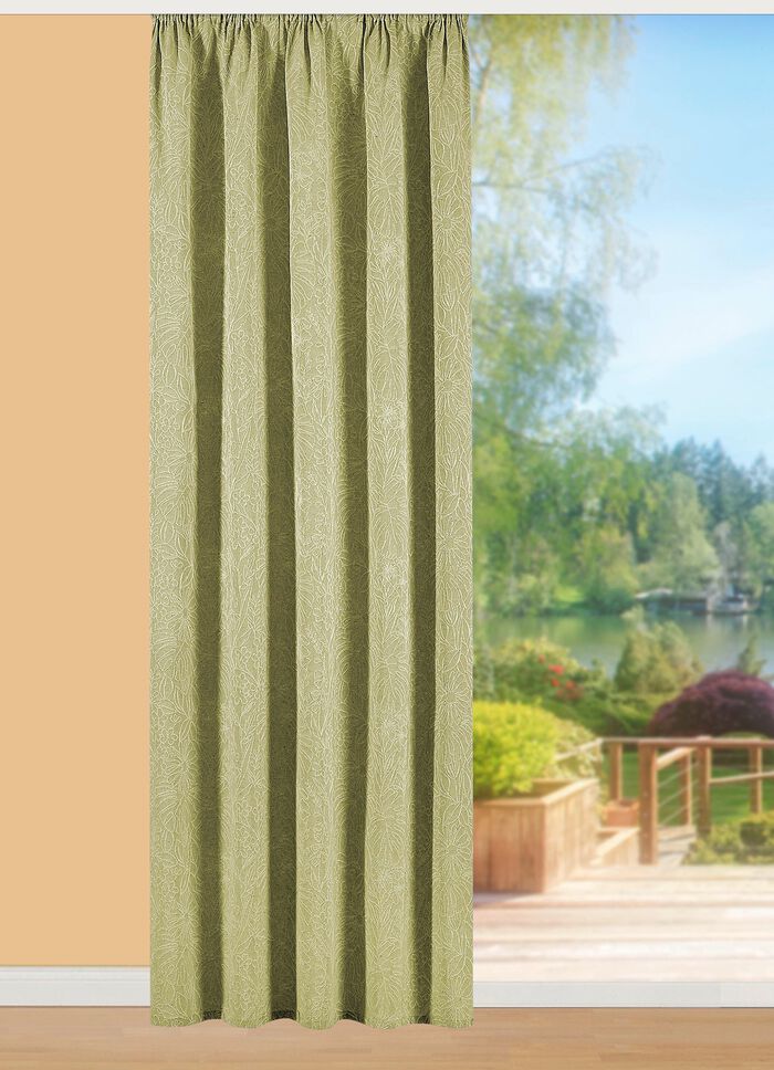 Prachtig gordijn met geborduurd ontwerp GROEN