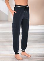 Broek met contrasterende elastische tailleband MARINE