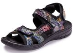 Gemini trekkingsandalen met kleurrijk bloemenreli&euml;f ZWART