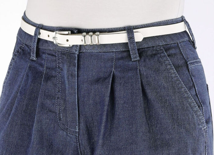 Stijlvolle leren damesriem, 1,5 cm breed WEISS