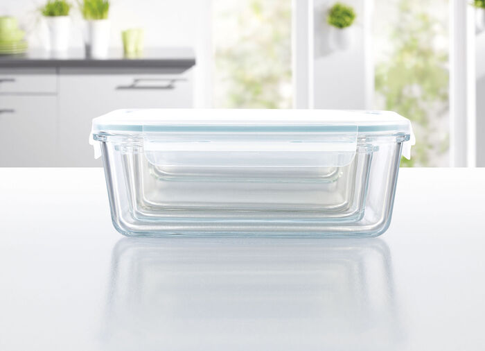 Set van 4 borosilicaatglazen potten