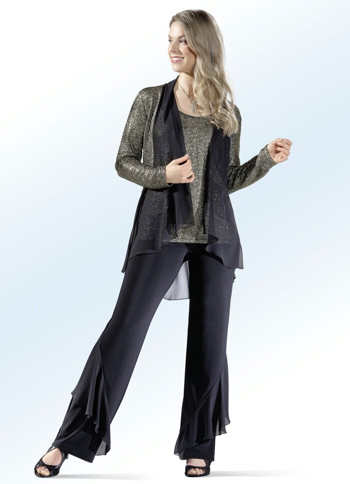 Broek met opvallende volants ZWART