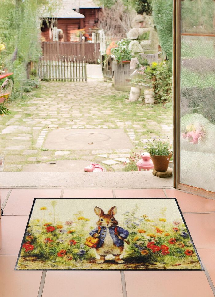 Deurmat met konijnenmotief 