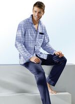 Pyjama met knoopsluiting en kraag 