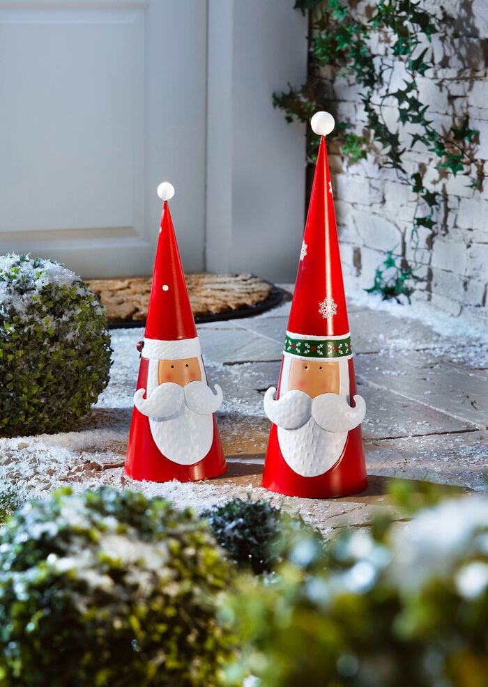 Metalen Kerstman beeldjes, set van 2 