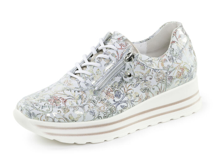 Waldläufer sneakers gemaakt van nubuckleer met bloemenprint IJSBLAUW-KLEURRIJK