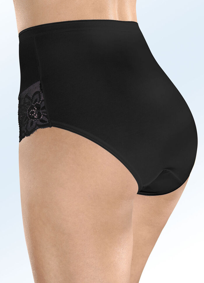 Verpakking met vier slips met elastische inzetstukken van kant 