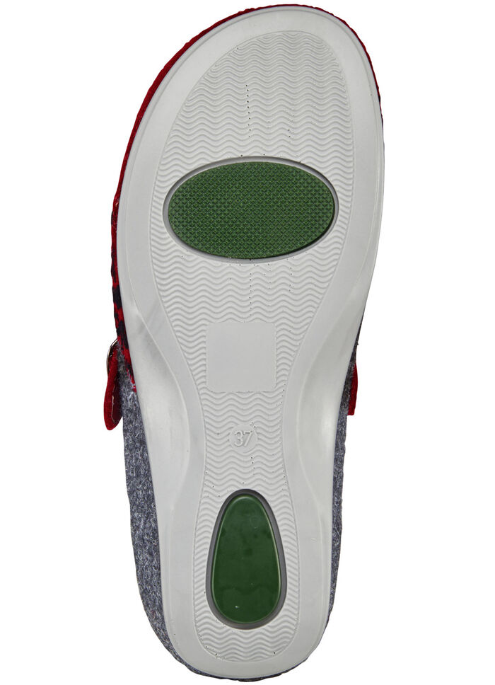 Mubb, klassieke damespantoffels, breedte H, met uitneembaar voetbed GRANAATROOD-ANTRACIET