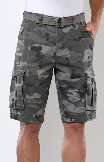 Bermudashort met riem en cargozakken in 2 kleuren 