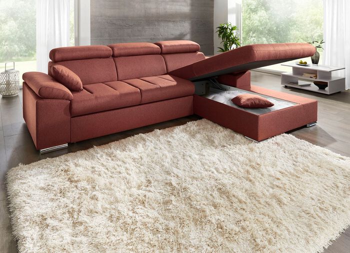 Gestoffeerde hoekbank met comfortabele slaapfunctie 