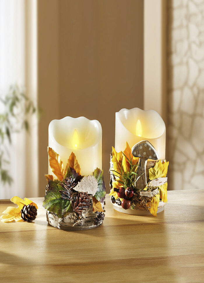 Echte waskaarsen met led, set van 2 