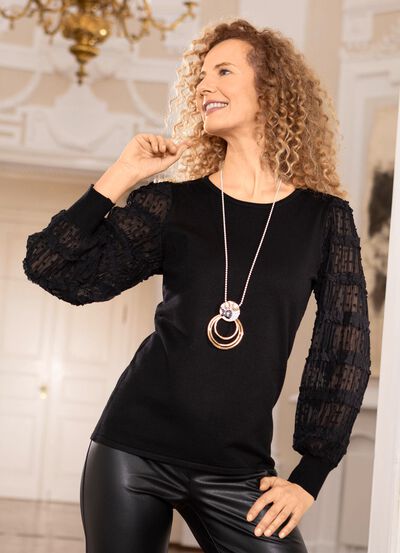 Trui met chiffon mouwen 