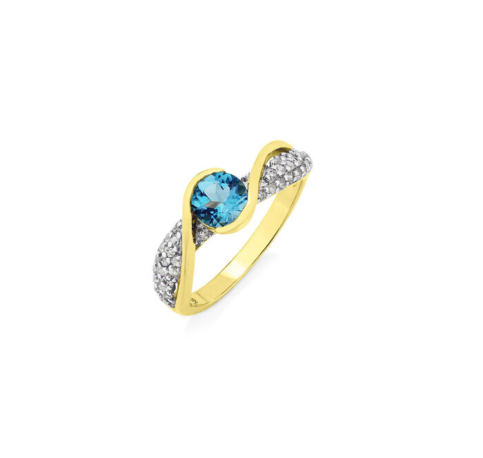 Charmante damesring met blauwe topaas 