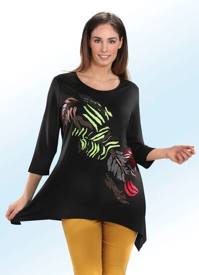 Lang shirt met een effectieve motiefprint 