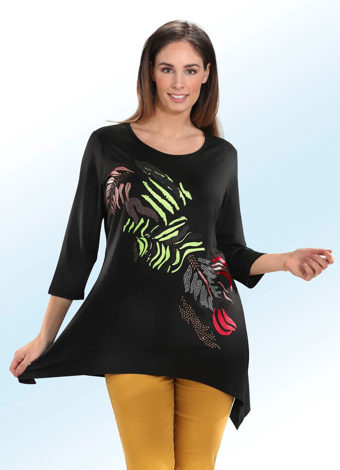 Lang shirt met een effectieve motiefprint 