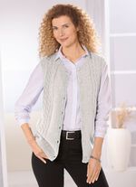 Gebreid vest gemaakt van gem&ecirc;leerd garen LICHTGRIJS GEM&Ecirc;LEERD