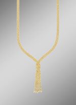 In een interessant ontwerp: Ketting met 3 rijen koord 