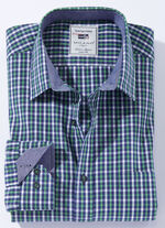 Geruit overhemd "Milano Italy" in 3 kleuren GROEN-BLAUW GERUIT