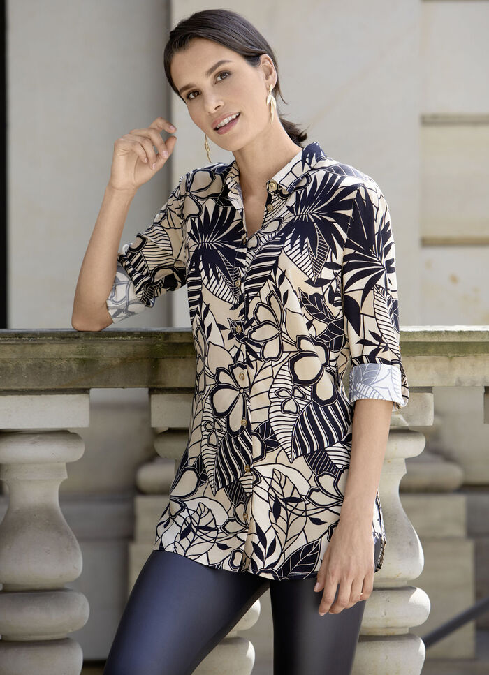 Lange blouse met omslagmouwen 