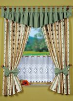 Overgordijn-set in linnen-look NATUUR-MEERKLEURIG