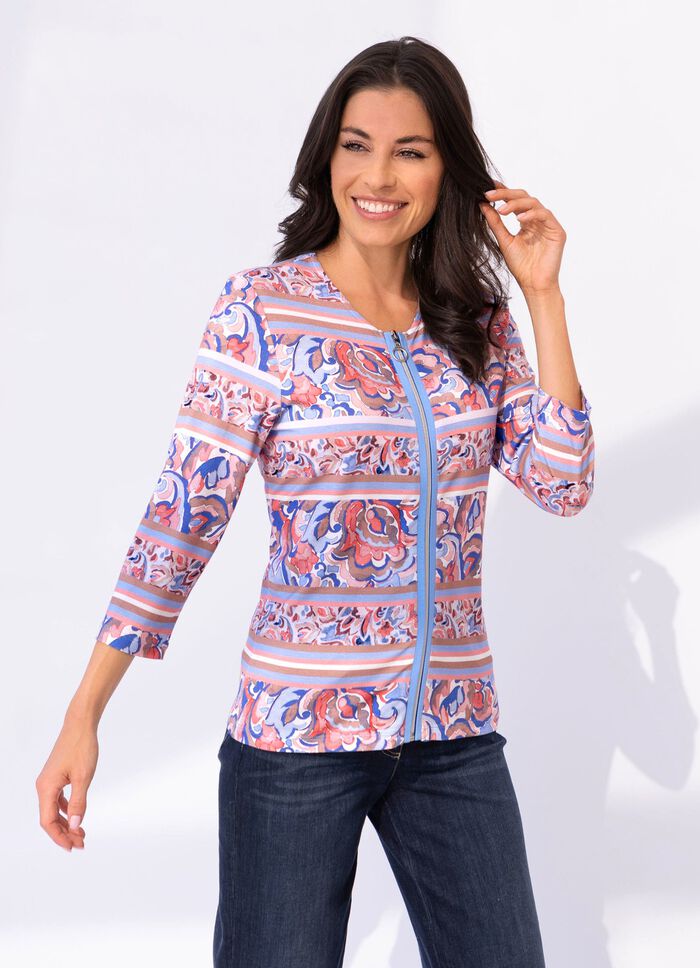 Overhemdjack met doorlopende ritssluiting 