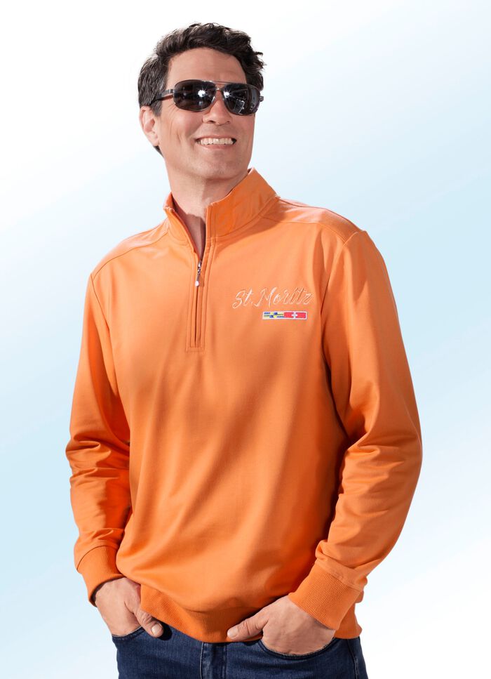 Sweatshirt met Lupetto-kraag in 2 kleuren ORANJE