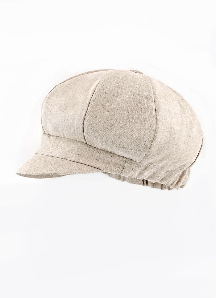 Lichtgewicht dames krantenjongenspet met elastische inzet ECRU