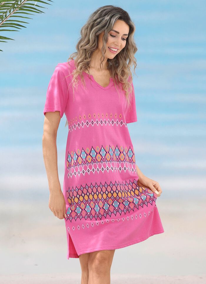 Set van twee jurken met geplaatst printontwerp, gemaakt van puur katoen 