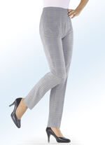 Glencheck-broek in comfortabel pull-on model ZWART-BLAUW