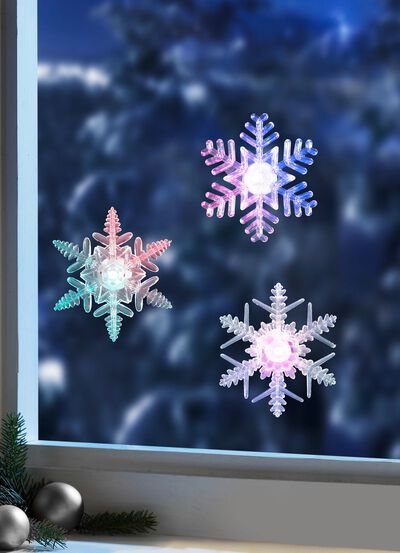 Verlichte 3D sneeuwvlokken, set van 3 