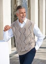 Sweatervest met V-hals in 2 kleuren BEIGE